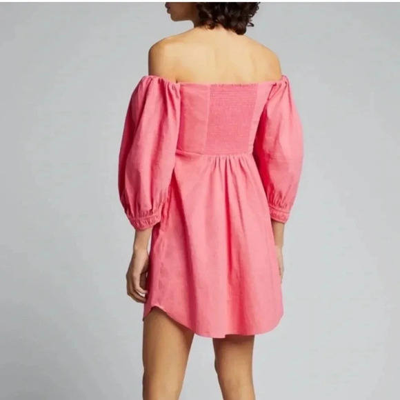 NWT A.L.C. Dress Mila Off Shoulder Dramatic Puff Sleeve Linen Blend size 4 - Picture 2 of 12